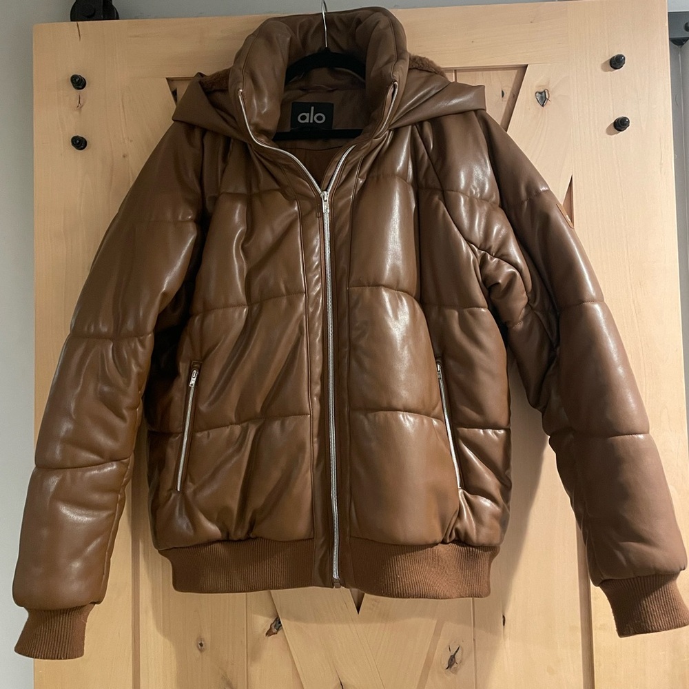ALO Yoga Faux Leather Brown Jacket